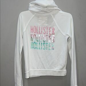 Hollister White Hoodie with sequins